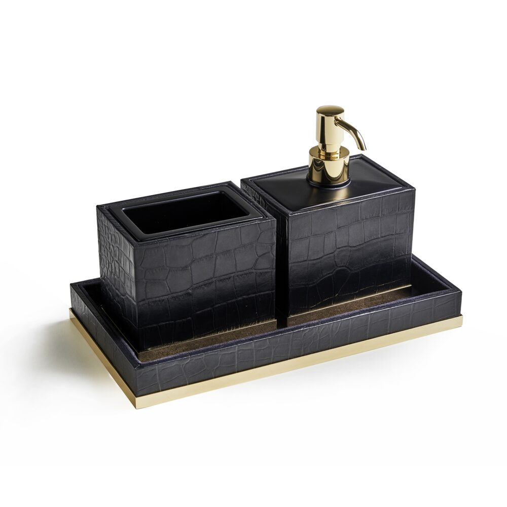 black and gold elegant bathroom accessories