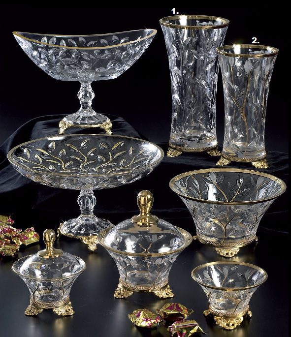 crystal vases and plates