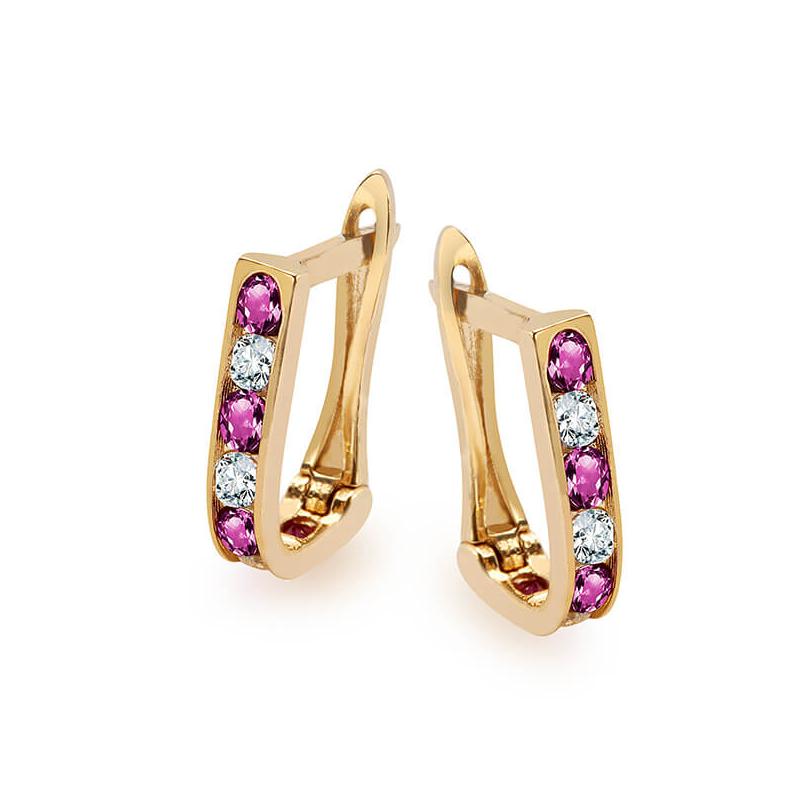 Italian Gold Pink Earrings
