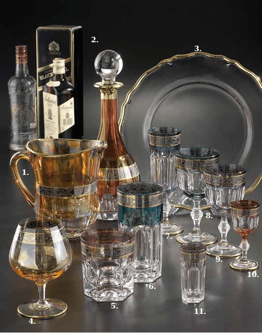 luxury glasses and carafes for alcohol