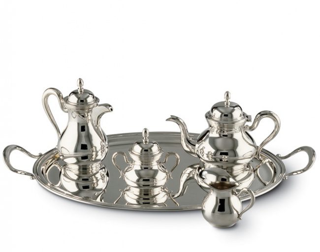 silver set for coffee and tea
