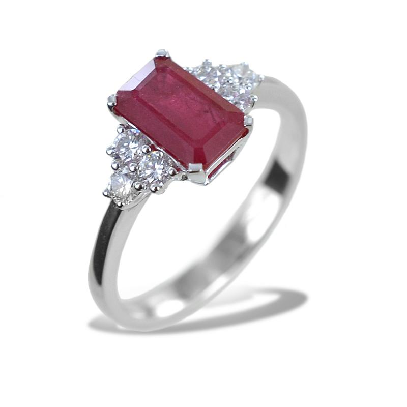 Ring With Ruby And Diamonds For A Gift