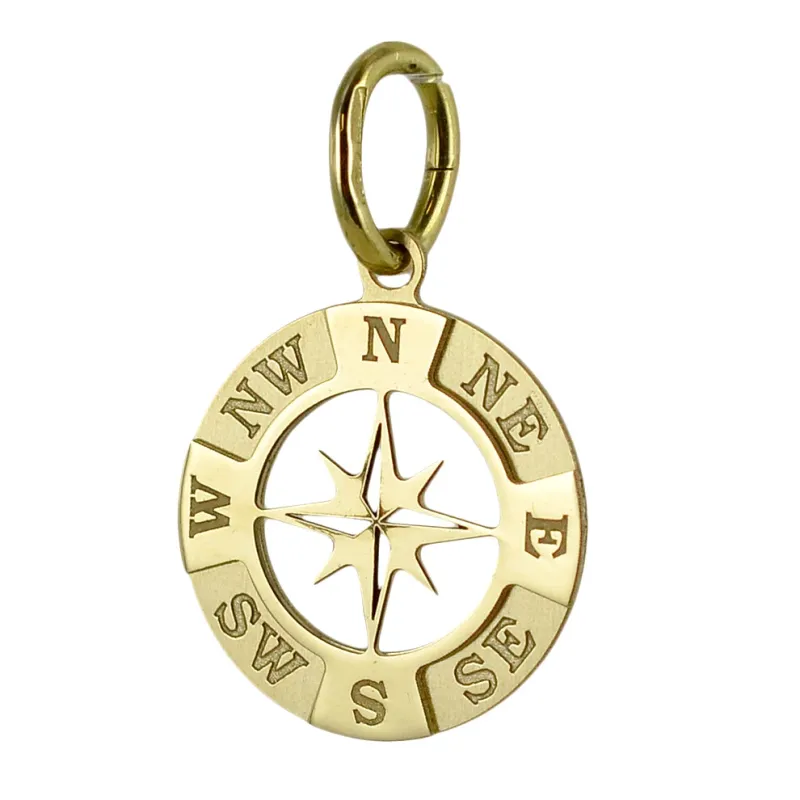 Gold Compass Pendant for Men