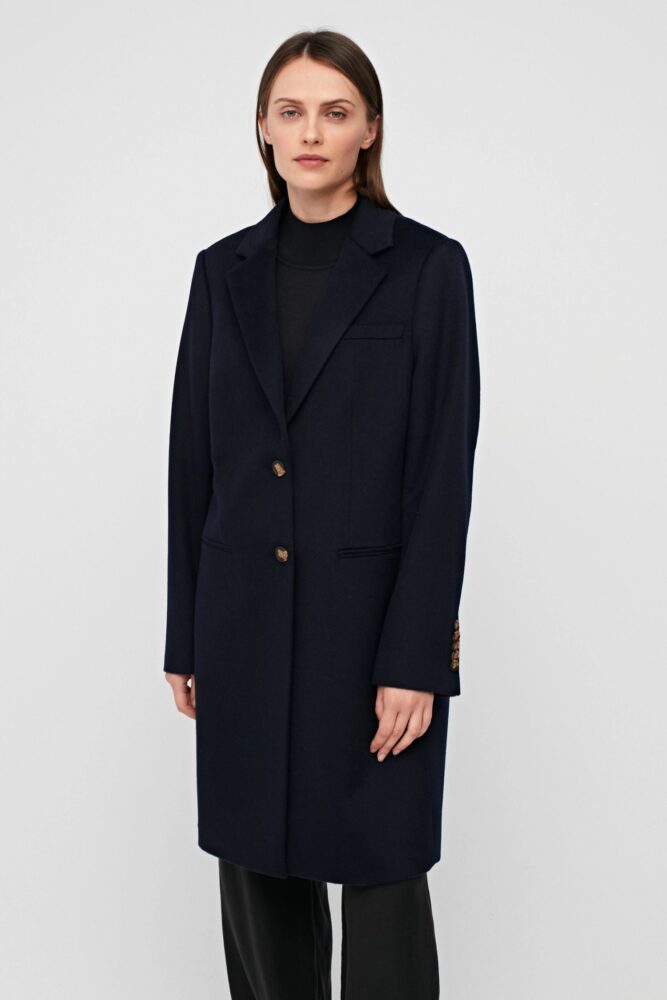 Patrizia Aryton Navy Blue Woolen Coat