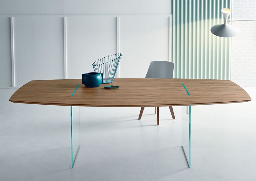 glass and wood dining table
