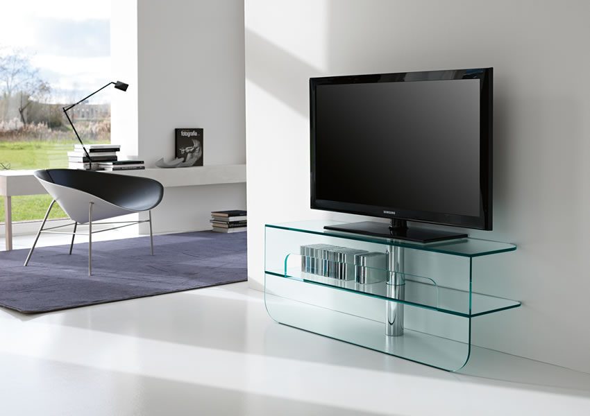 Tonelli glass TV shelf
