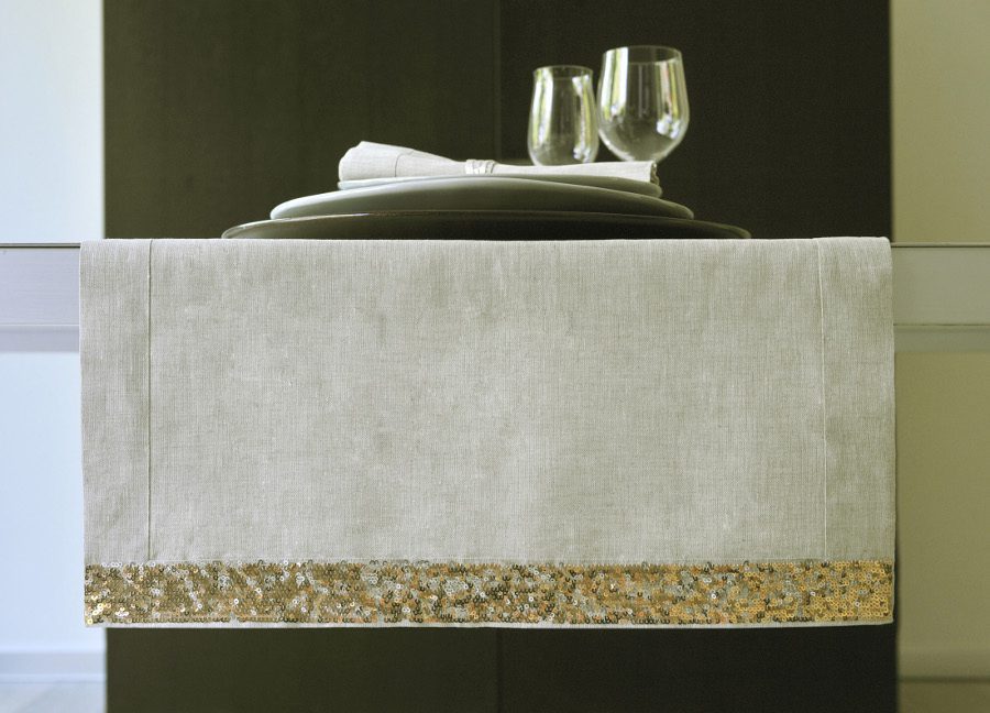 gilded tablecloth festive tables