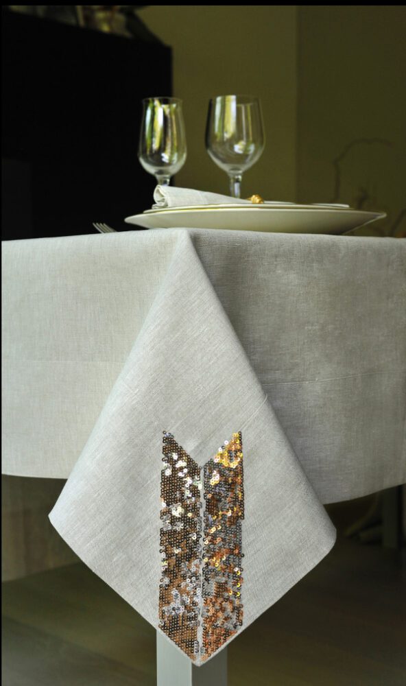 golden tablecloth