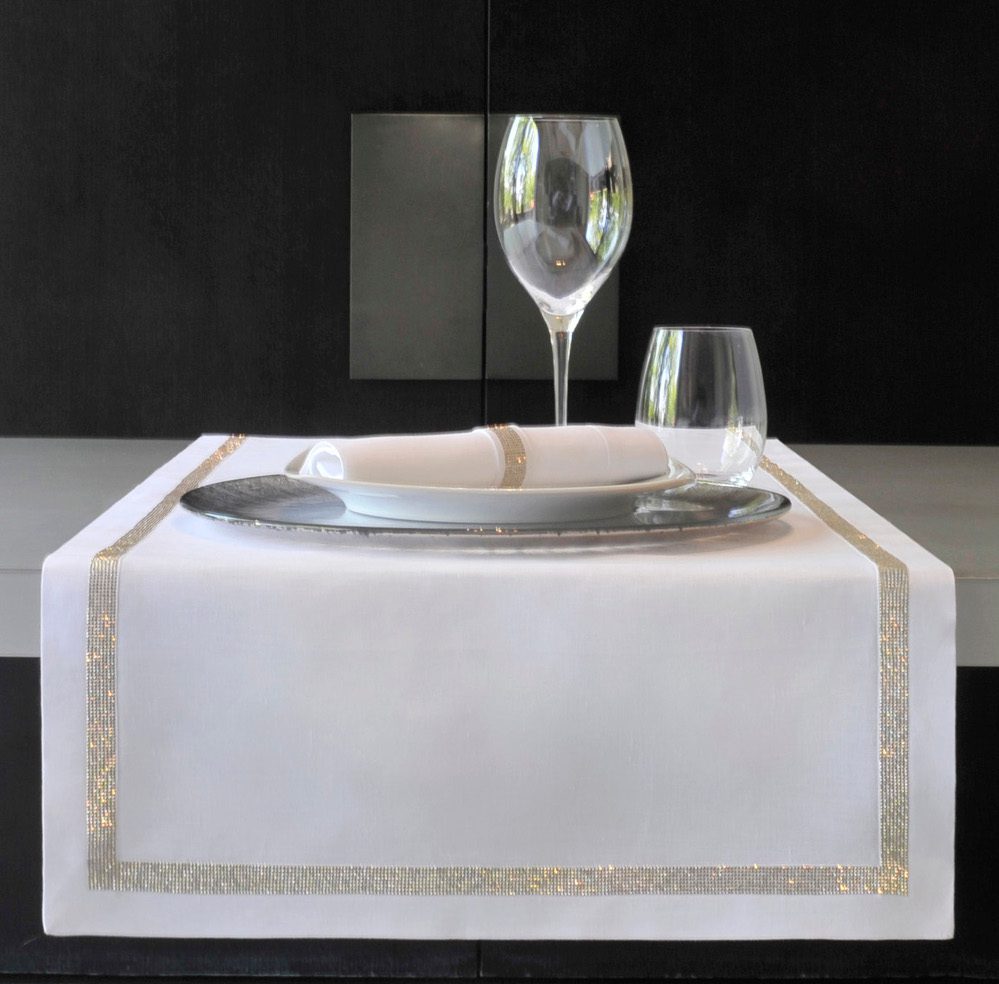 festive tableware with a beautiful tablecloth