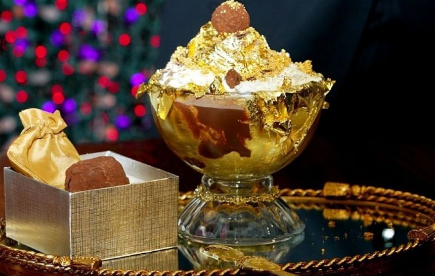 ice cream with gold